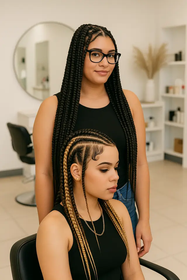 A braider standing in her salon